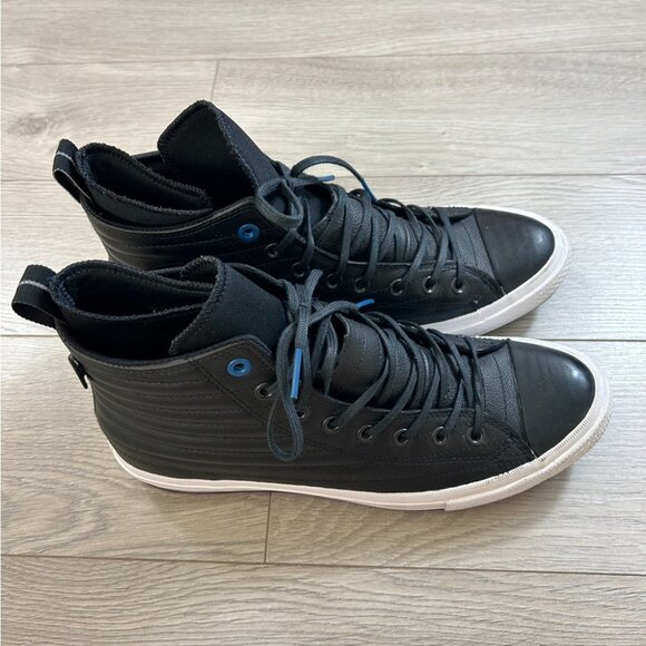 Converse Chuck Taylor All Star Leather Waterproof Boot Quilted Black Blue Jay - Picture 3 of 13